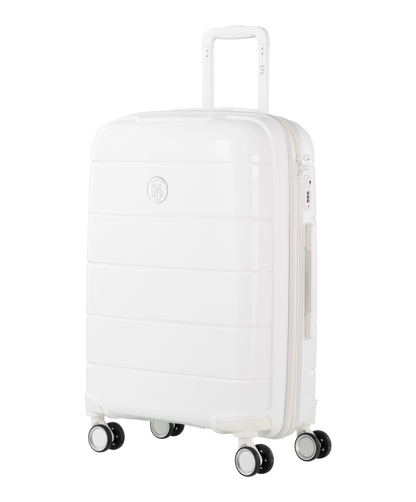 Valise Citadine en polypropylene semaine 65 cm coloris blanc vue trois quarts avec logo GYL