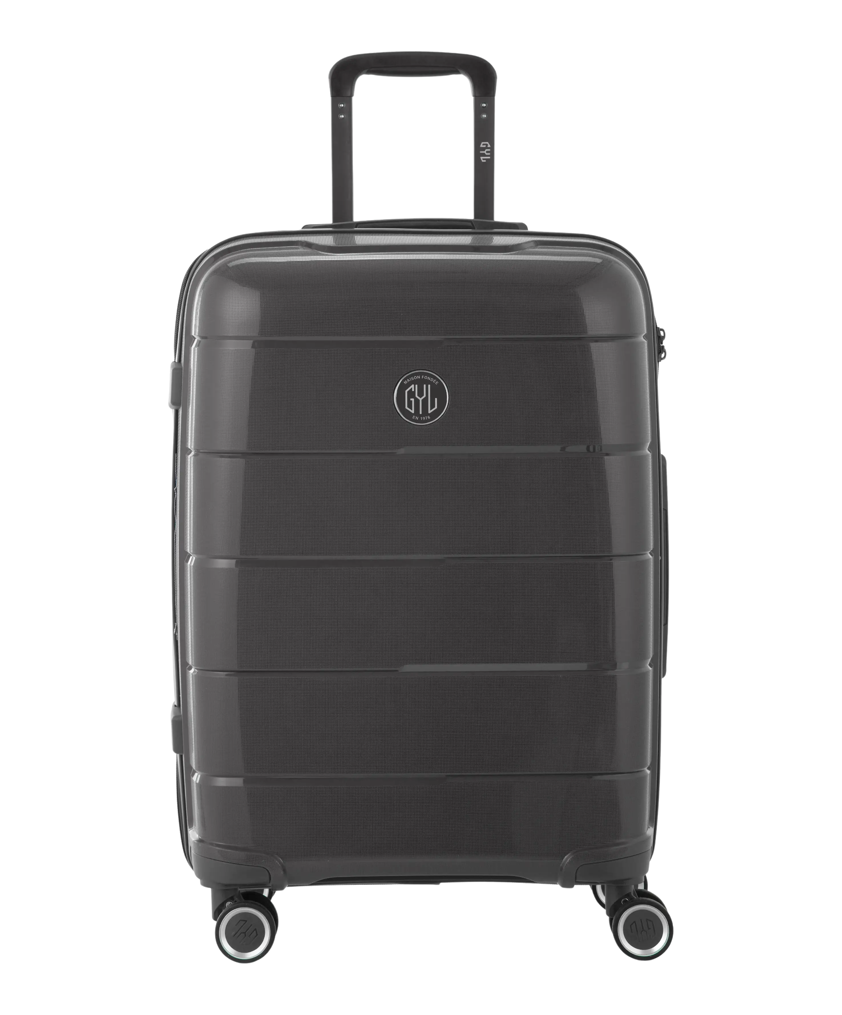 Valise Citadine en polypropylene semaine 65 cm coloris gris fonce vue de face avec logo GYL