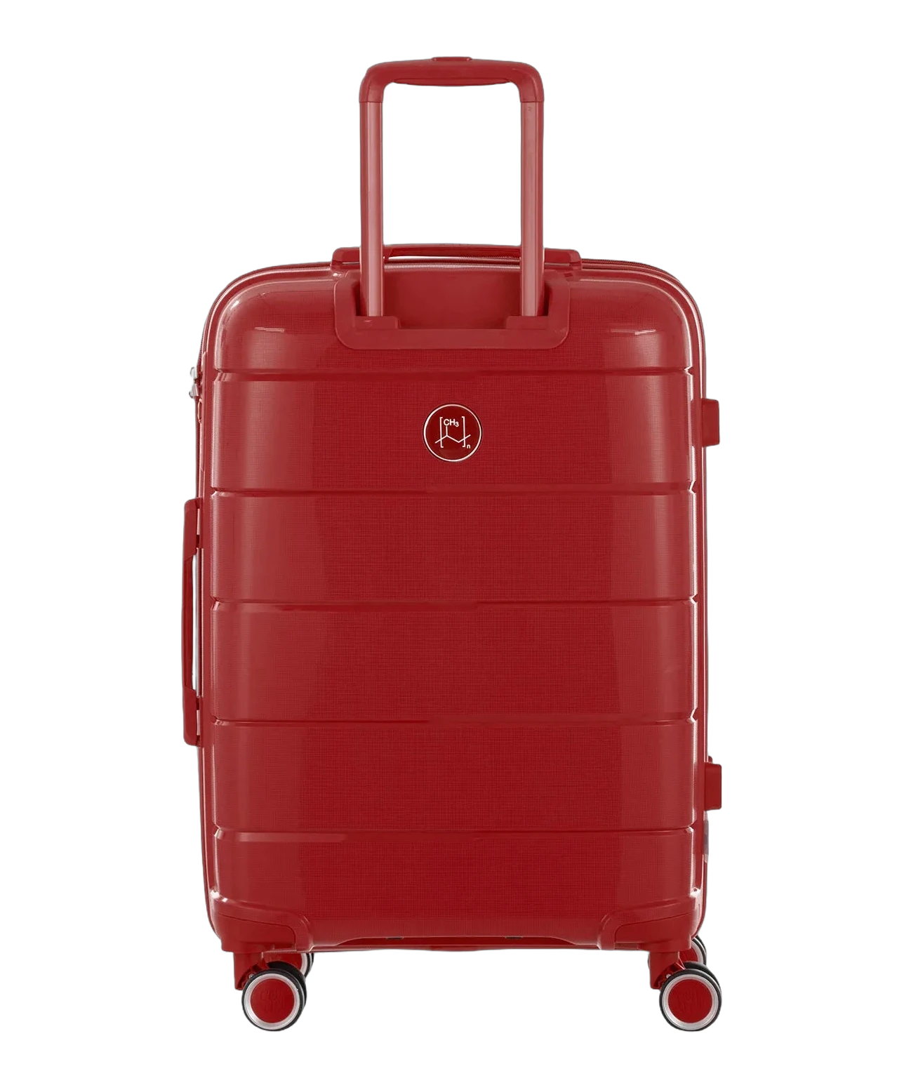 Valise moyenne Citadine GYL rouge fonce vue de dos avec trolley deploye