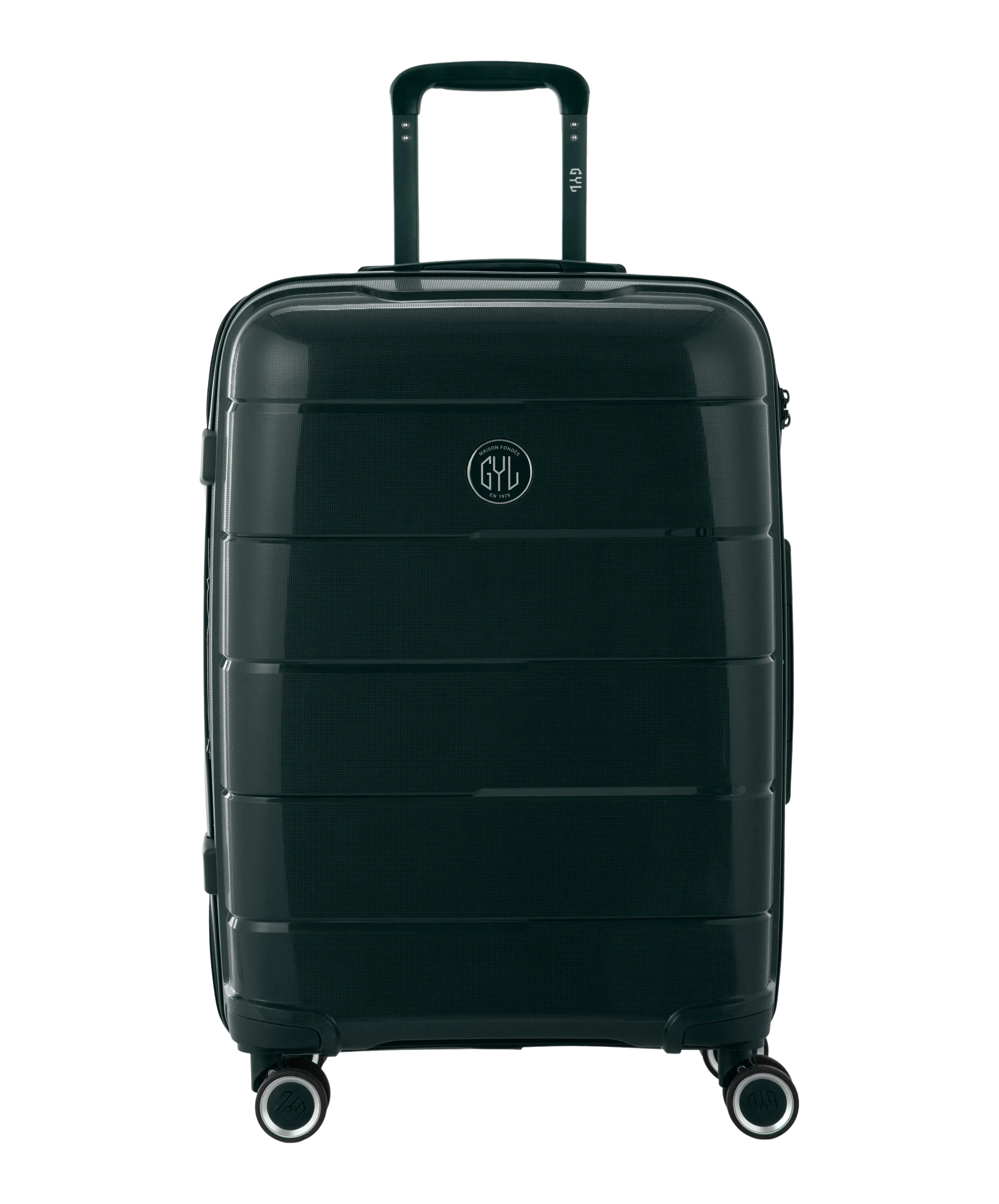Valise Citadine en polypropylene semaine 65 cm coloris vert sapin vue de face avec logo GYL