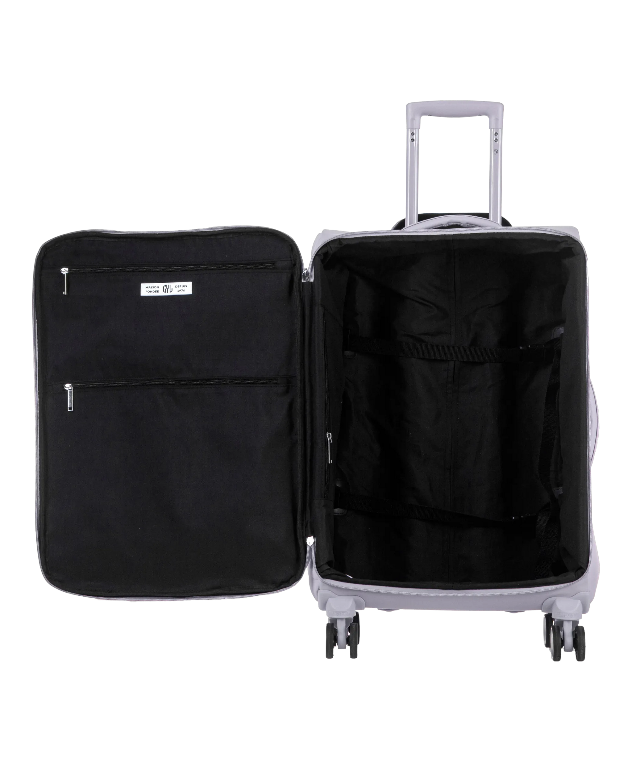 Valise Evasion GYL souple semaine 65 cm coloris argent interieur ouvert avec compartiments