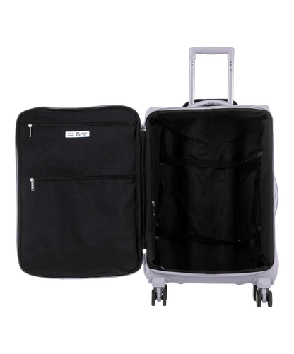 Valise Evasion GYL souple semaine 65 cm coloris argent interieur ouvert avec compartiments