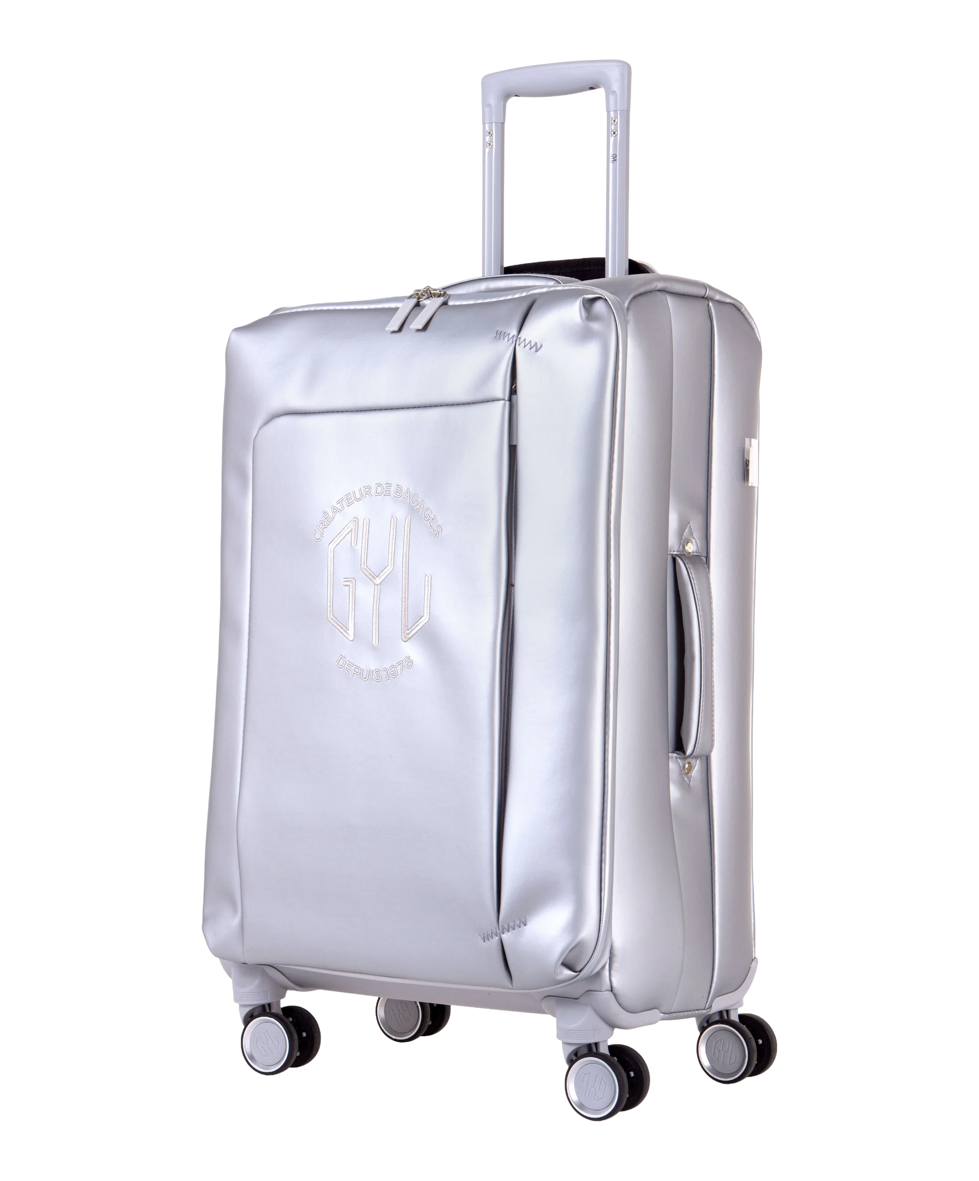 Valise Evasion GYL souple semaine 65 cm coloris argent vue trois quarts avant