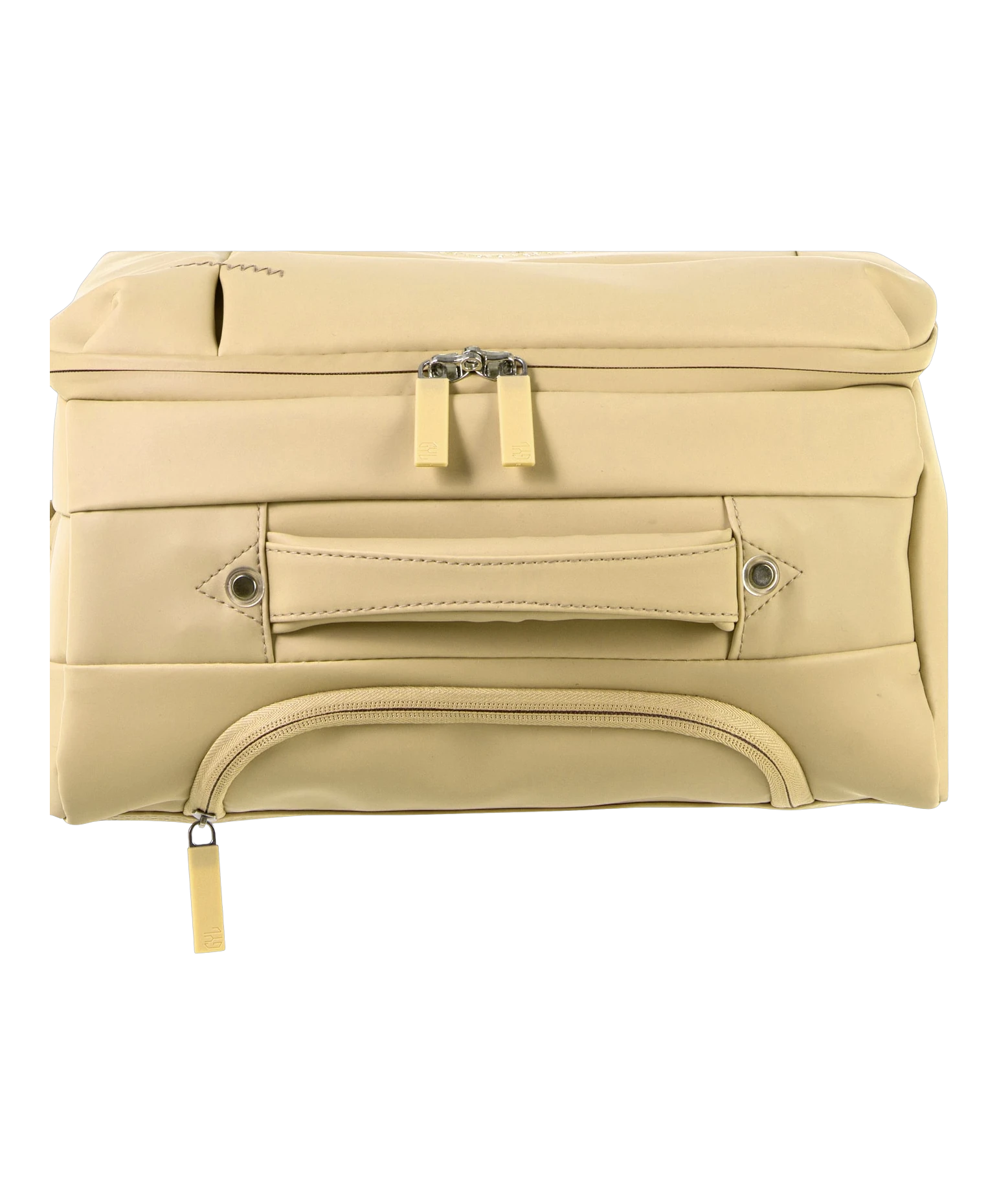 Valise Evasion GYL souple semaine 65 cm coloris champagne detail vue du dessus avec poches et fermetures