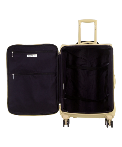 Valise Evasion GYL souple semaine 65 cm coloris champagne interieur ouvert avec compartiments