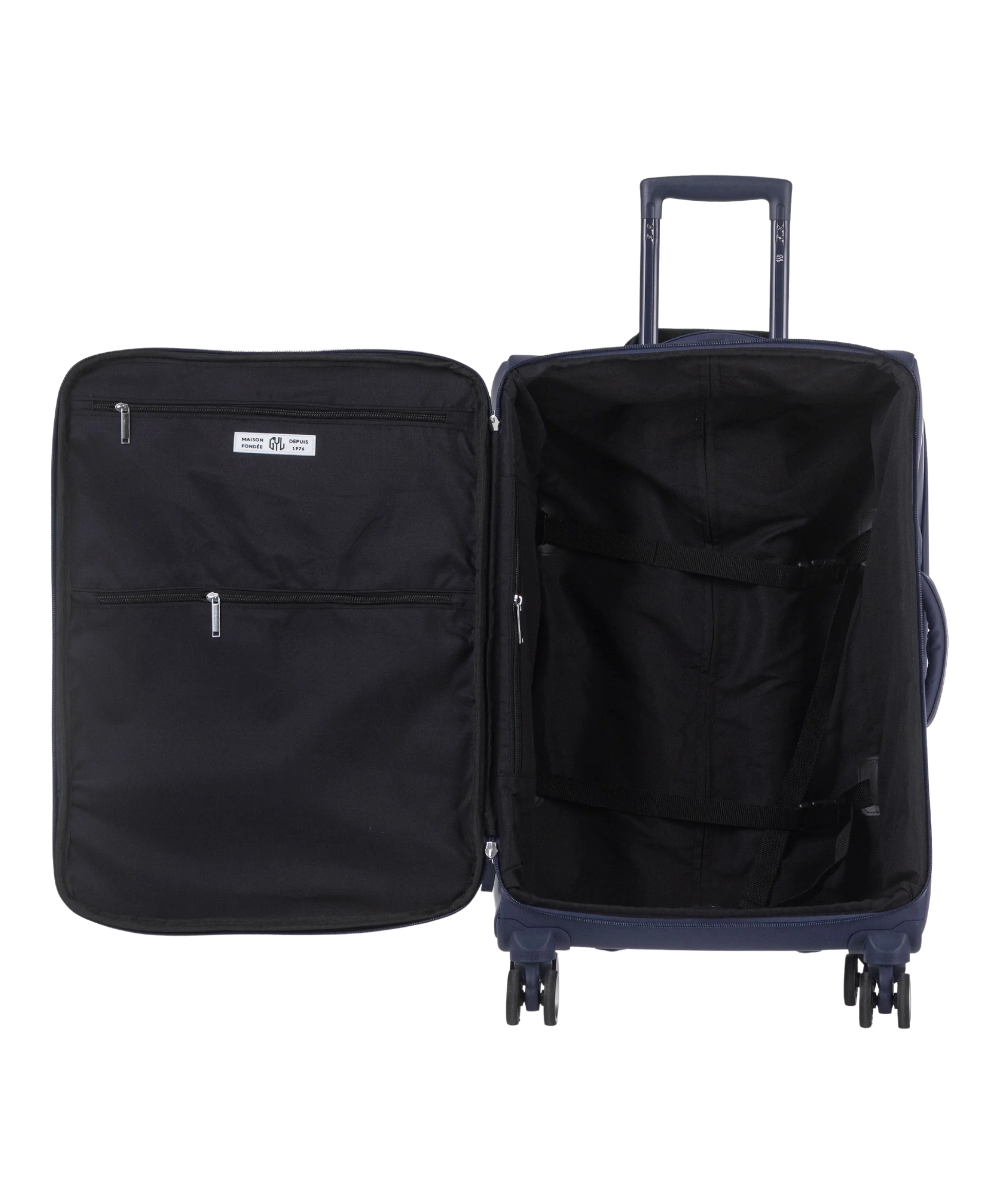 Valise Evasion GYL souple semaine 65 cm coloris marine interieur ouvert avec compartiments