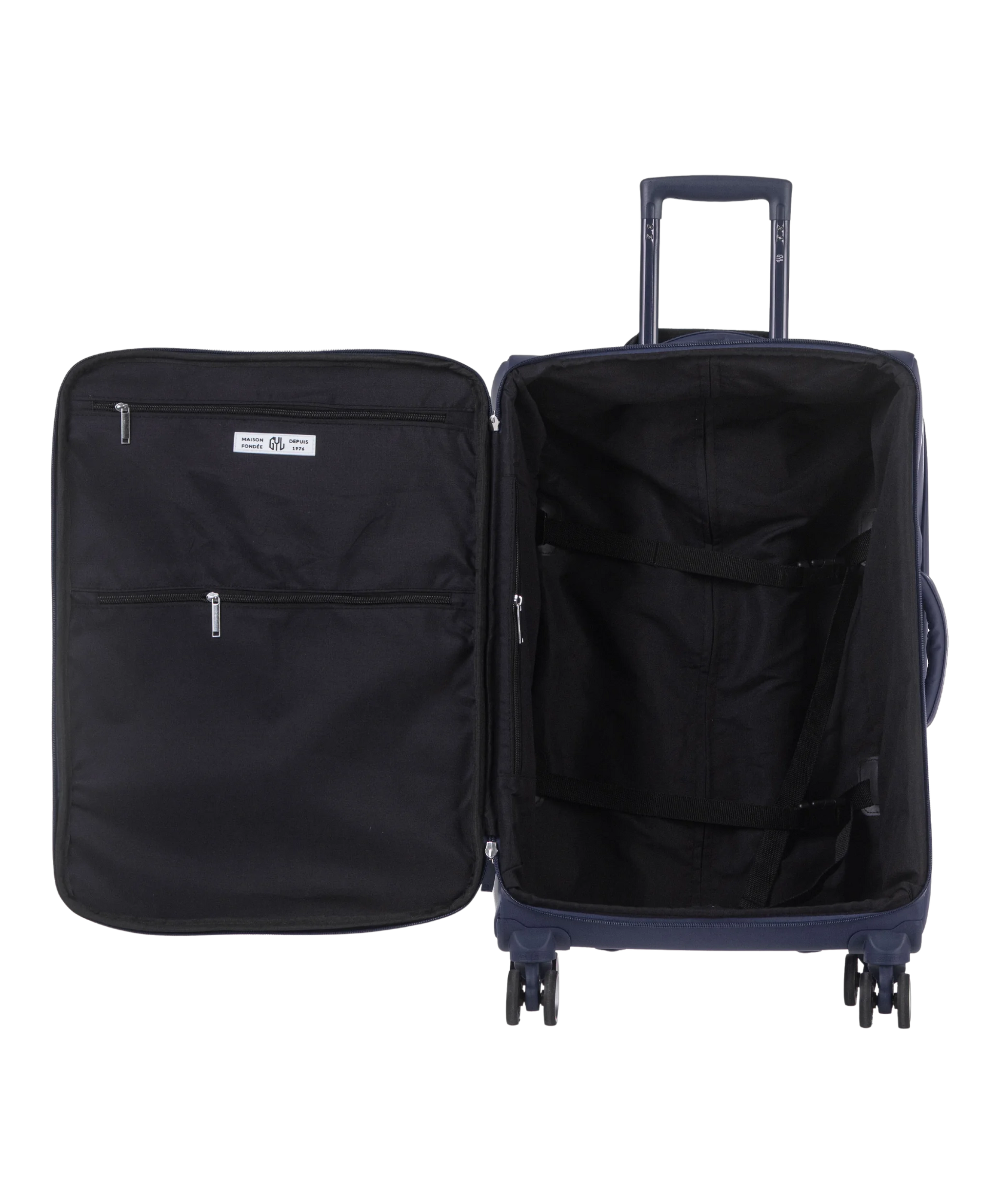 Valise Evasion GYL souple semaine 65 cm coloris marine interieur ouvert avec compartiments