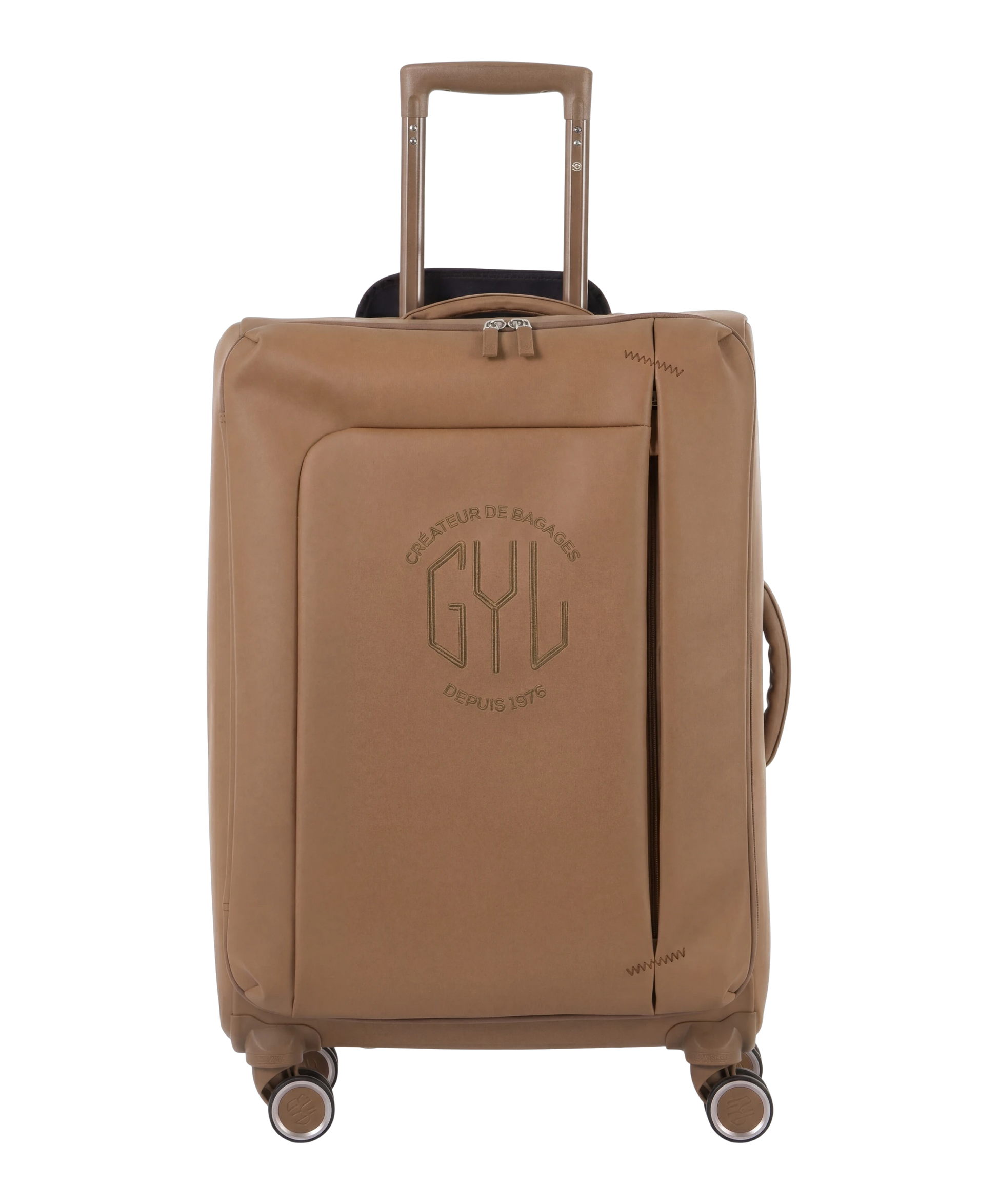 Valise Evasion GYL souple semaine 65 cm coloris moca vue de face avec logo GYL