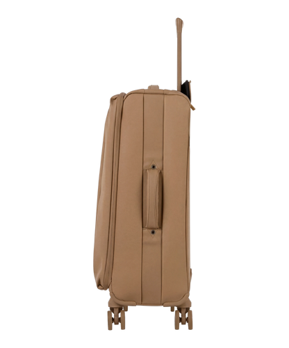 Valise Evasion GYL souple semaine 65 cm coloris moca vue de profil avec poignee laterale