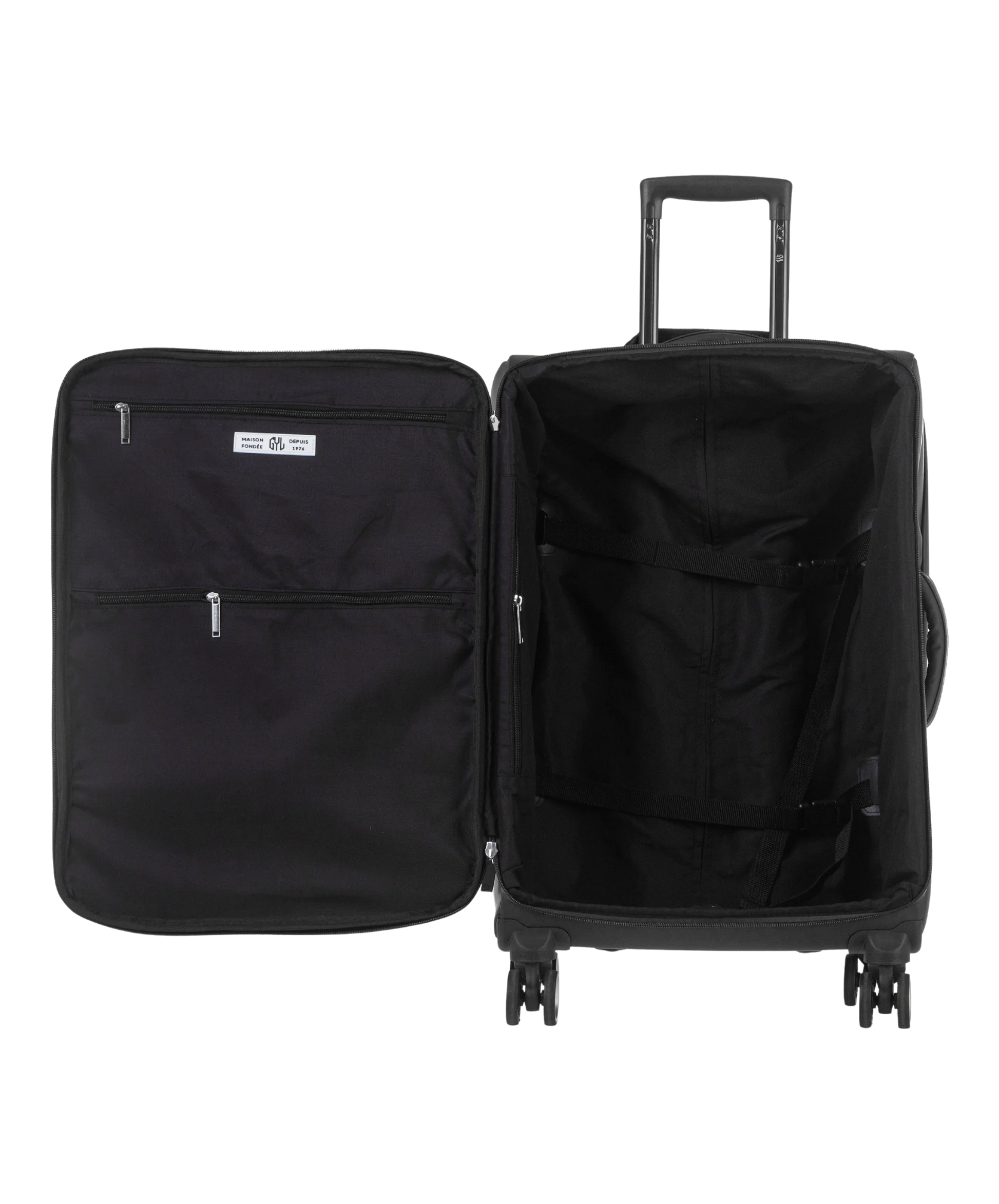 Valise Evasion GYL souple semaine 65 cm coloris noir interieur ouvert avec compartiments