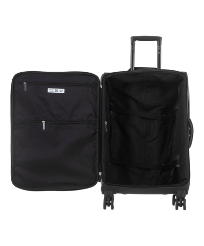 Valise Evasion GYL souple semaine 65 cm coloris noir interieur ouvert avec compartiments