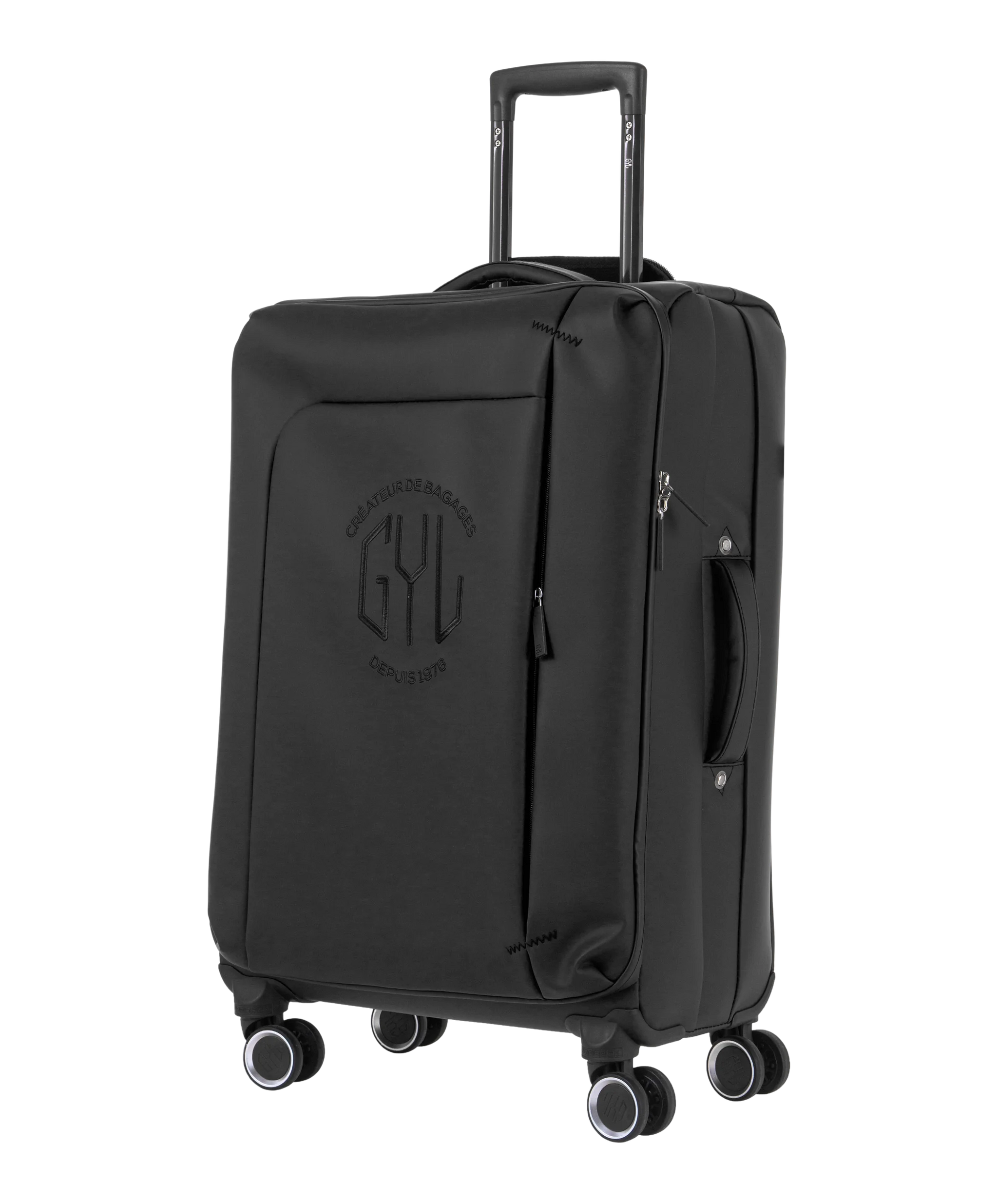 Valise Evasion GYL souple semaine 65 cm coloris noir vue trois quarts avant
