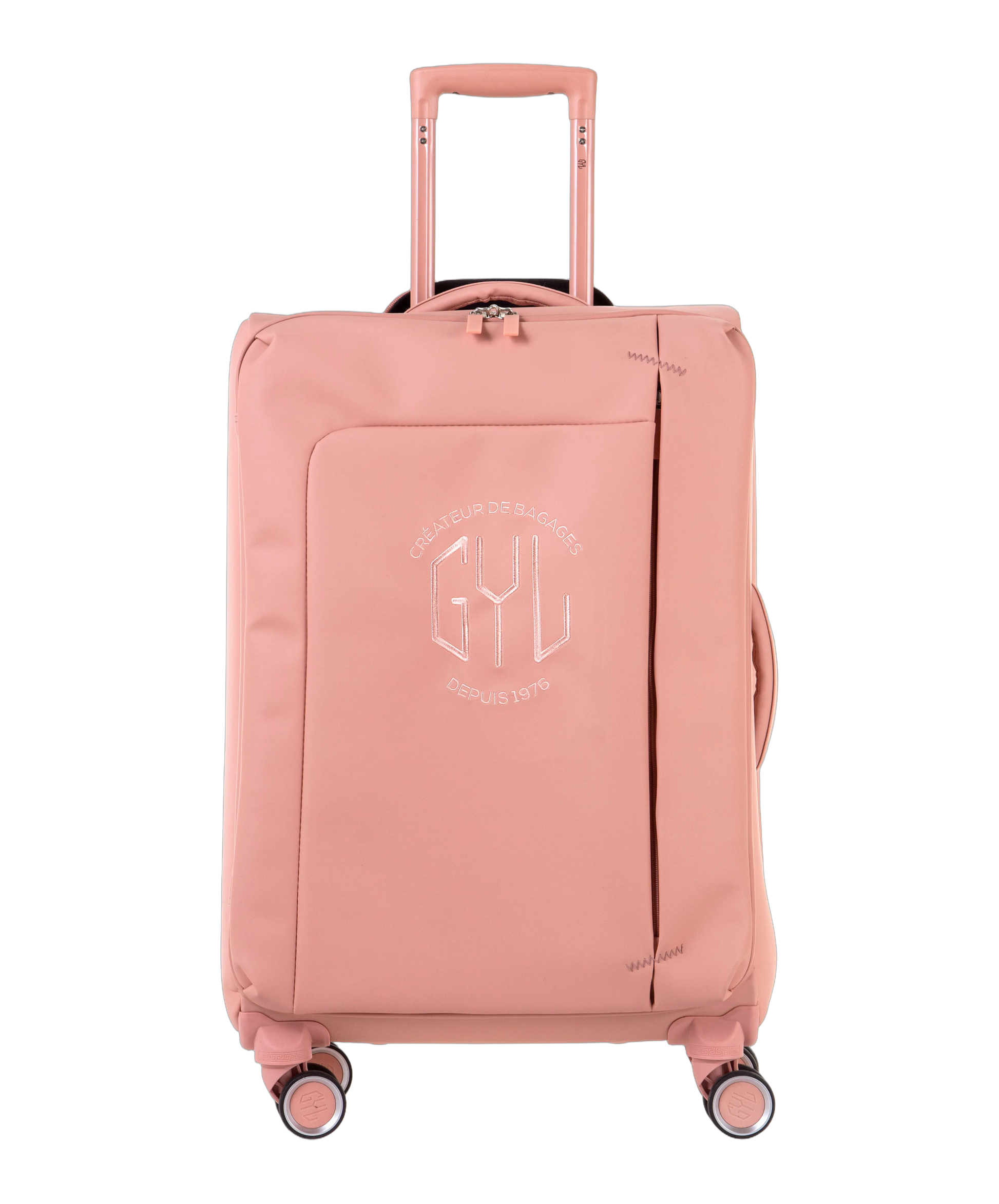Valise Evasion GYL souple semaine 65 cm coloris rose gold vue de face avec logo GYL