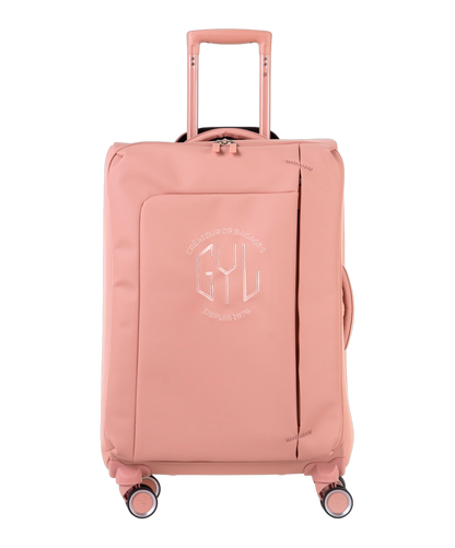 Valise Evasion GYL souple semaine 65 cm coloris rose gold vue de face avec logo GYL