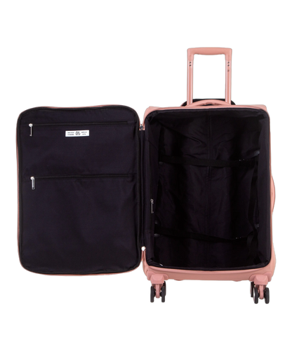 Valise Evasion GYL souple semaine 65 cm coloris rose gold interieur ouvert avec compartiments