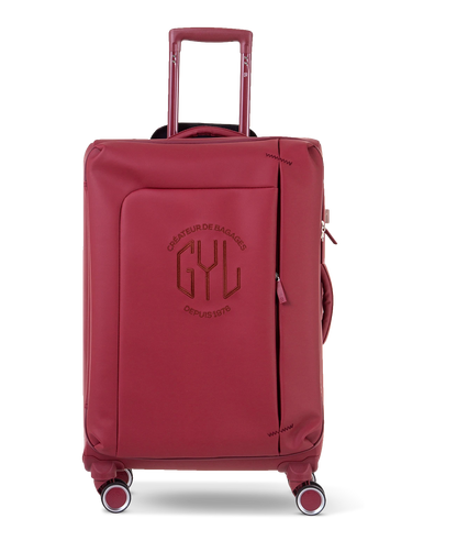 Valise souple Évasion en polyuréthane imperméable semaine 65 cm coloris rouge foncé vue de face avec logo GYL embossé