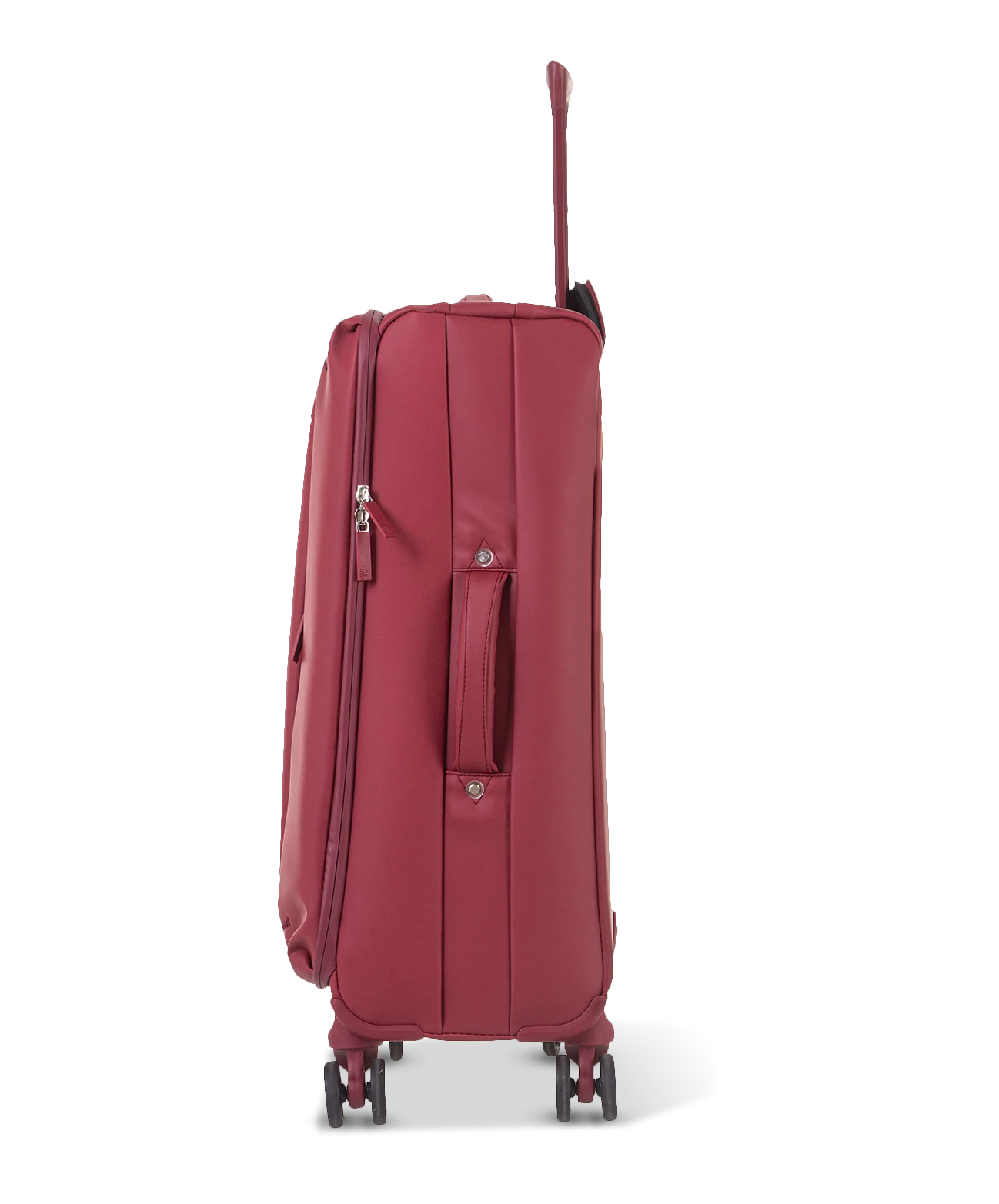 Valise souple Évasion en polyuréthane imperméable semaine 65 cm coloris rouge foncé vue de profil côté avec poignée latérale