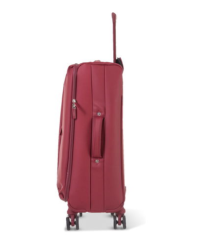 Valise souple Évasion en polyuréthane imperméable semaine 65 cm coloris rouge foncé vue de profil côté avec poignée latérale