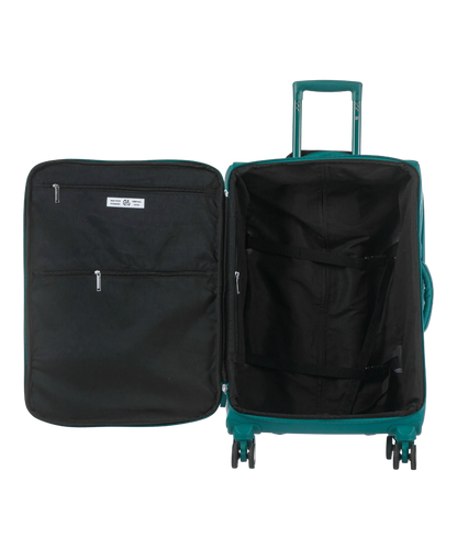 Valise Evasion GYL souple semaine 65 cm coloris sapin interieur ouvert avec compartiments