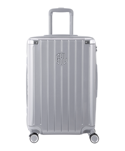 Valise Intemporelle en polycarbonate semaine 65 cm coloris argent vue de face avec logo GYL
