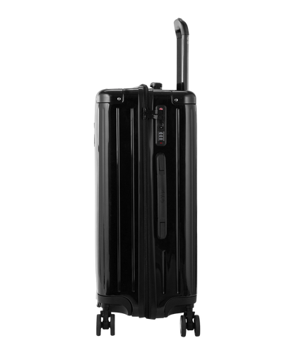 Valise Intemporelle en polycarbonate semaine 65 cm coloris noire vue de profil avec serrure TSA integree