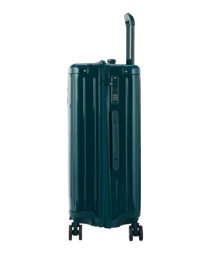 Valise Intemporelle en polycarbonate semaine 65 cm coloris vert sapin vue de profil avec serrure TSA integree