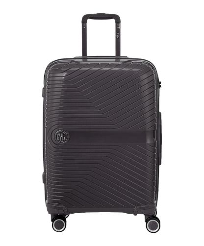 Valise moyenne Signature GYL argent vue de face avec logo