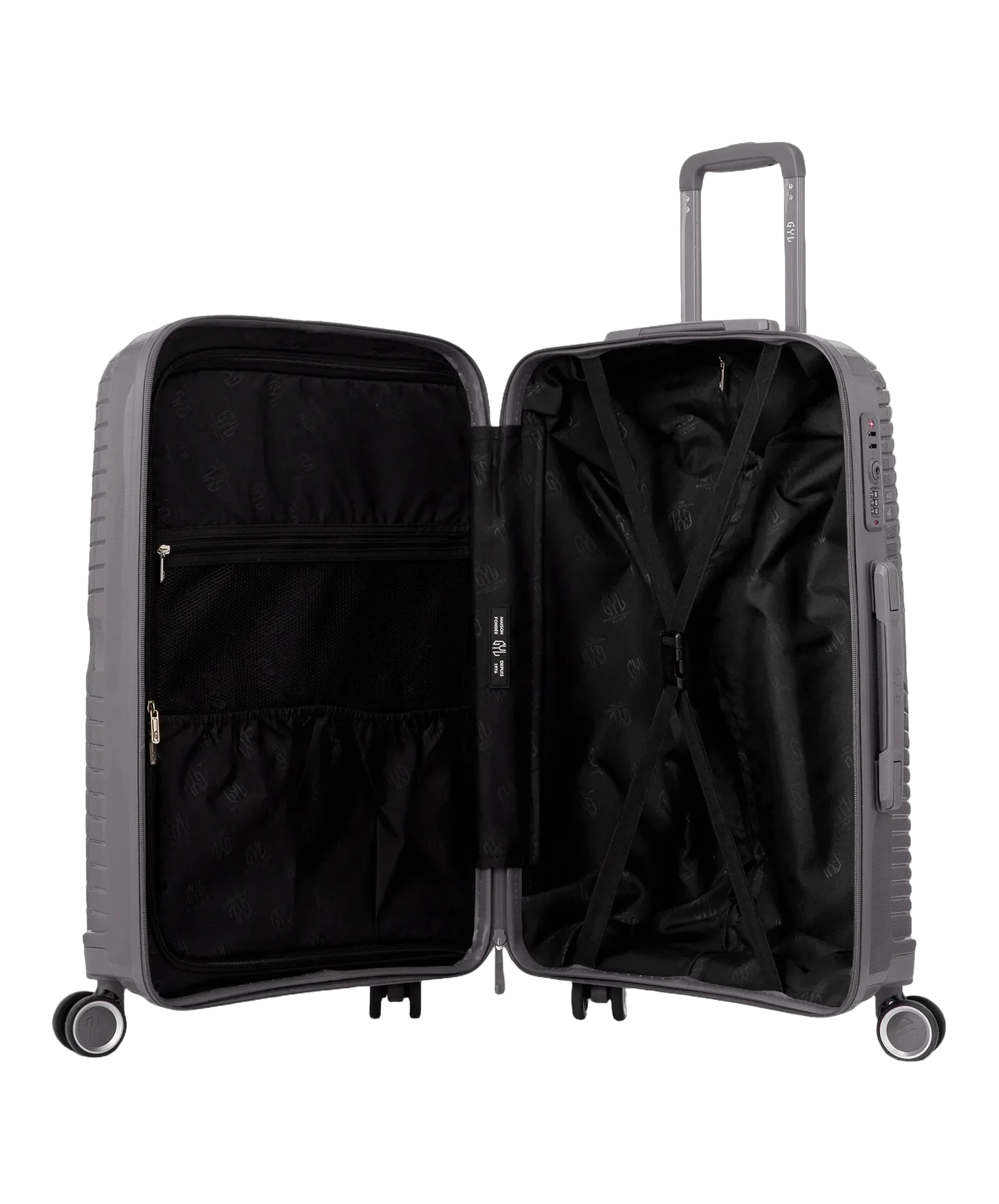 Valise moyenne Signature GYL argent interieur ouvert