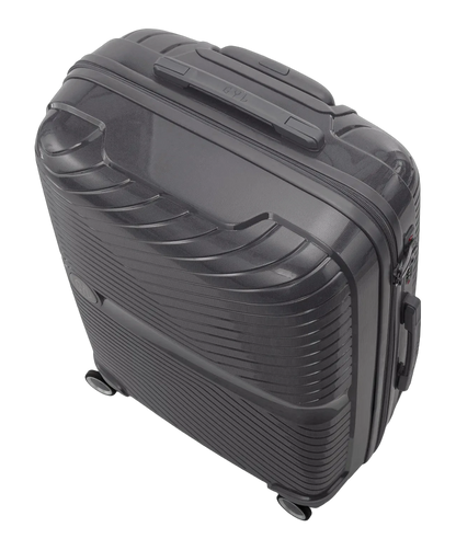 Valise moyenne Signature GYL argent vue de dessus avec poignee
