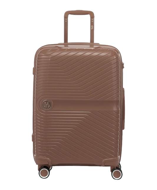 Valise moyenne Signature GYL champagne vue de face avec logo