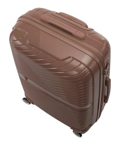 Valise moyenne Signature GYL champagne vue de dessus avec poignee