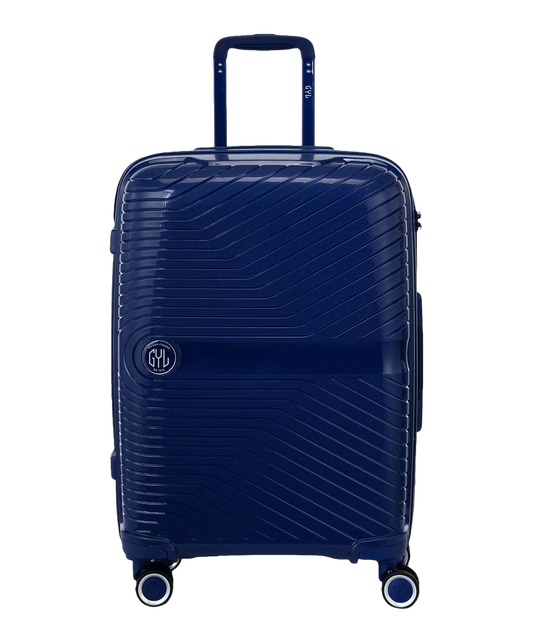 Valise moyenne Signature GYL marine vue de face avec logo