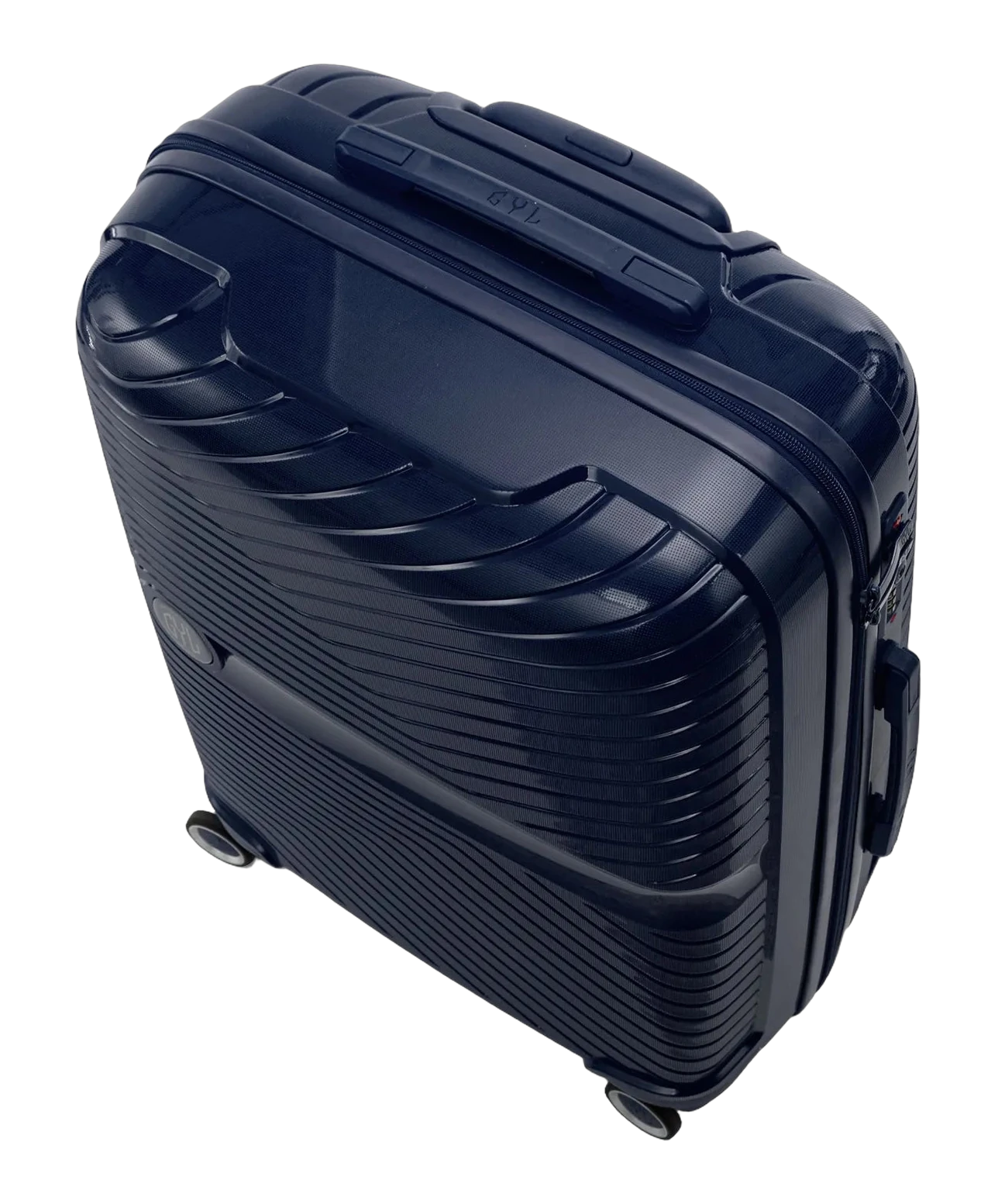 Valise moyenne Signature GYL marine vue de dessus avec poignee