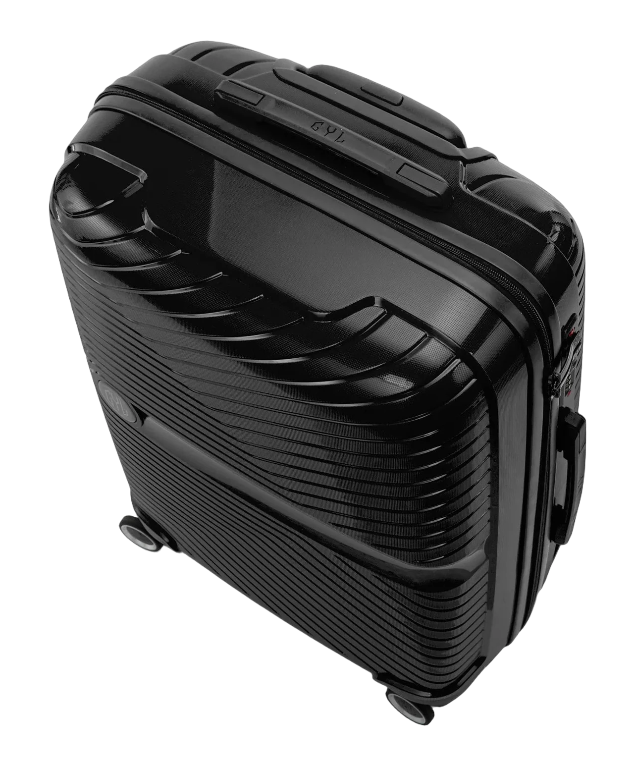 Valise moyenne Signature GYL noir vue de dessus avec poignee