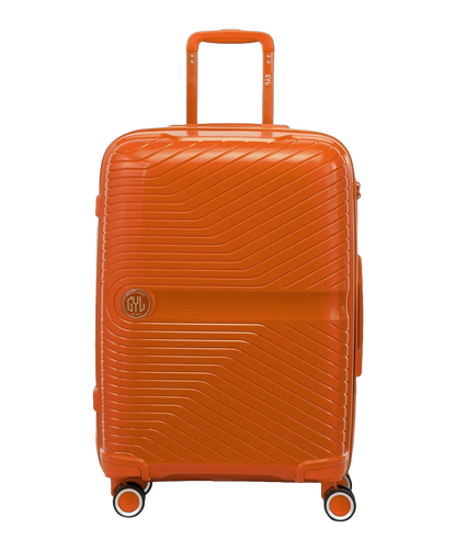 Valise moyenne Signature GYL orange vue de face avec logo