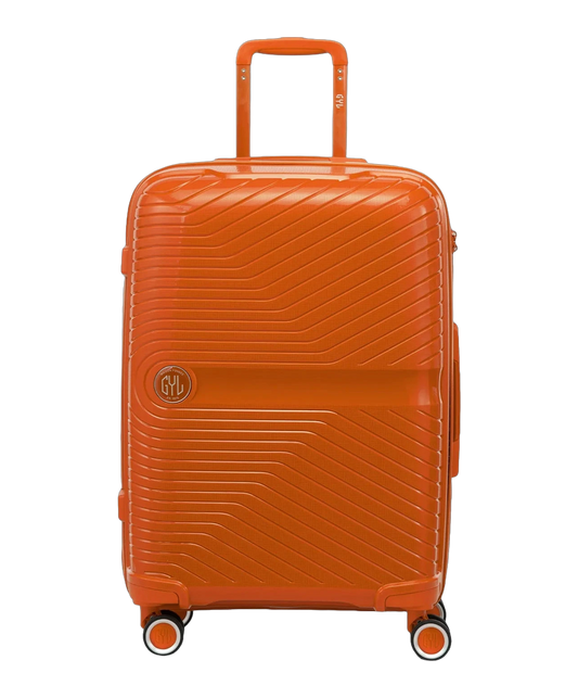 Valise moyenne Signature GYL orange vue de face avec logo