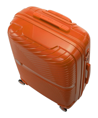 Valise moyenne Signature GYL orange vue de dessus avec poignee