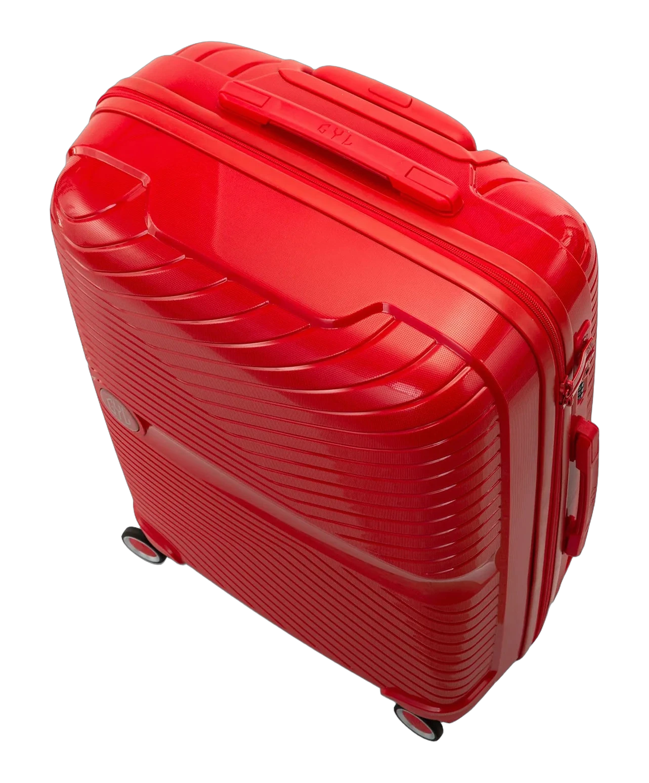 Valise moyenne Signature GYL rouge vue de dessus avec poignee