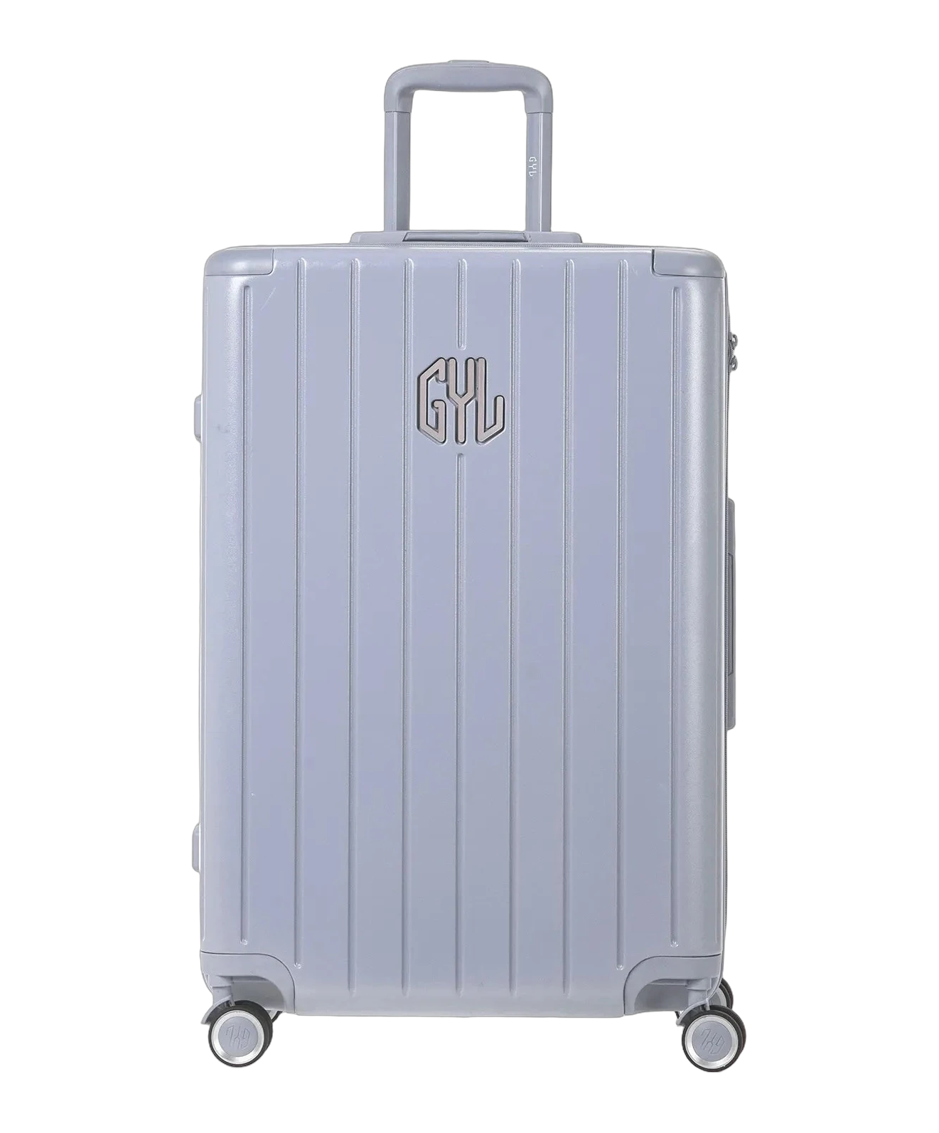 Valise rigide Intemporelle argent semaine vue de face avec logo GYL