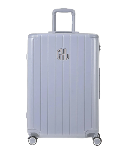 Valise rigide Intemporelle argent semaine vue de face avec logo GYL