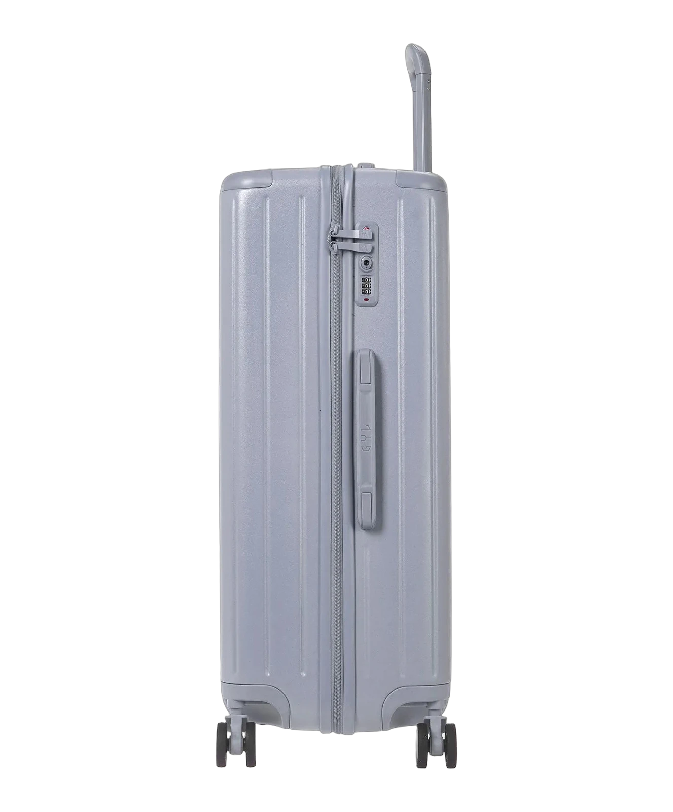 Valise rigide Intemporelle argent vue laterale avec serrure TSA et fermeture a glissiere GYL