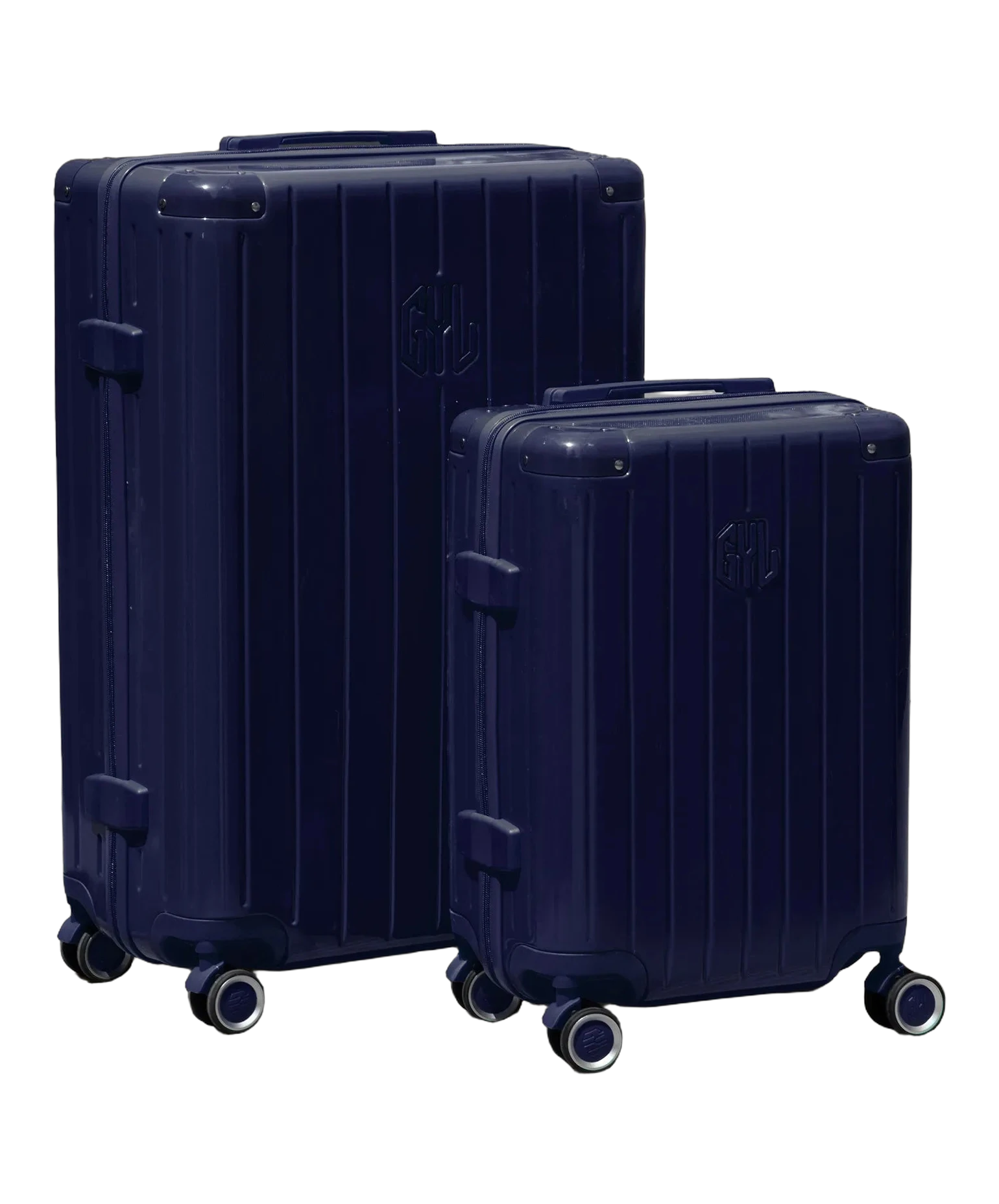 Set de 2 valises rigides Intemporelle marine vue de profil GYL