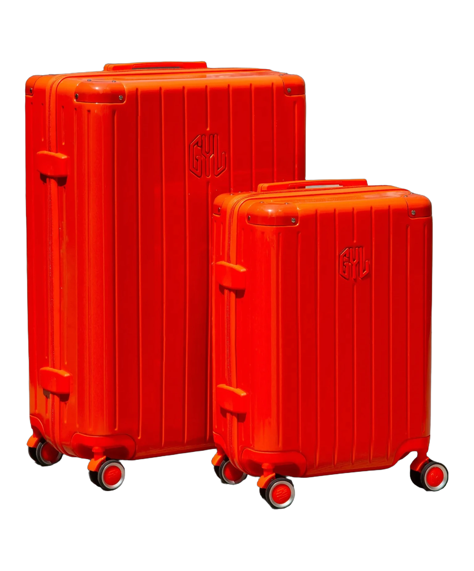 Set de 2 valises rigides Intemporelle orange fonce vue de profil GYL