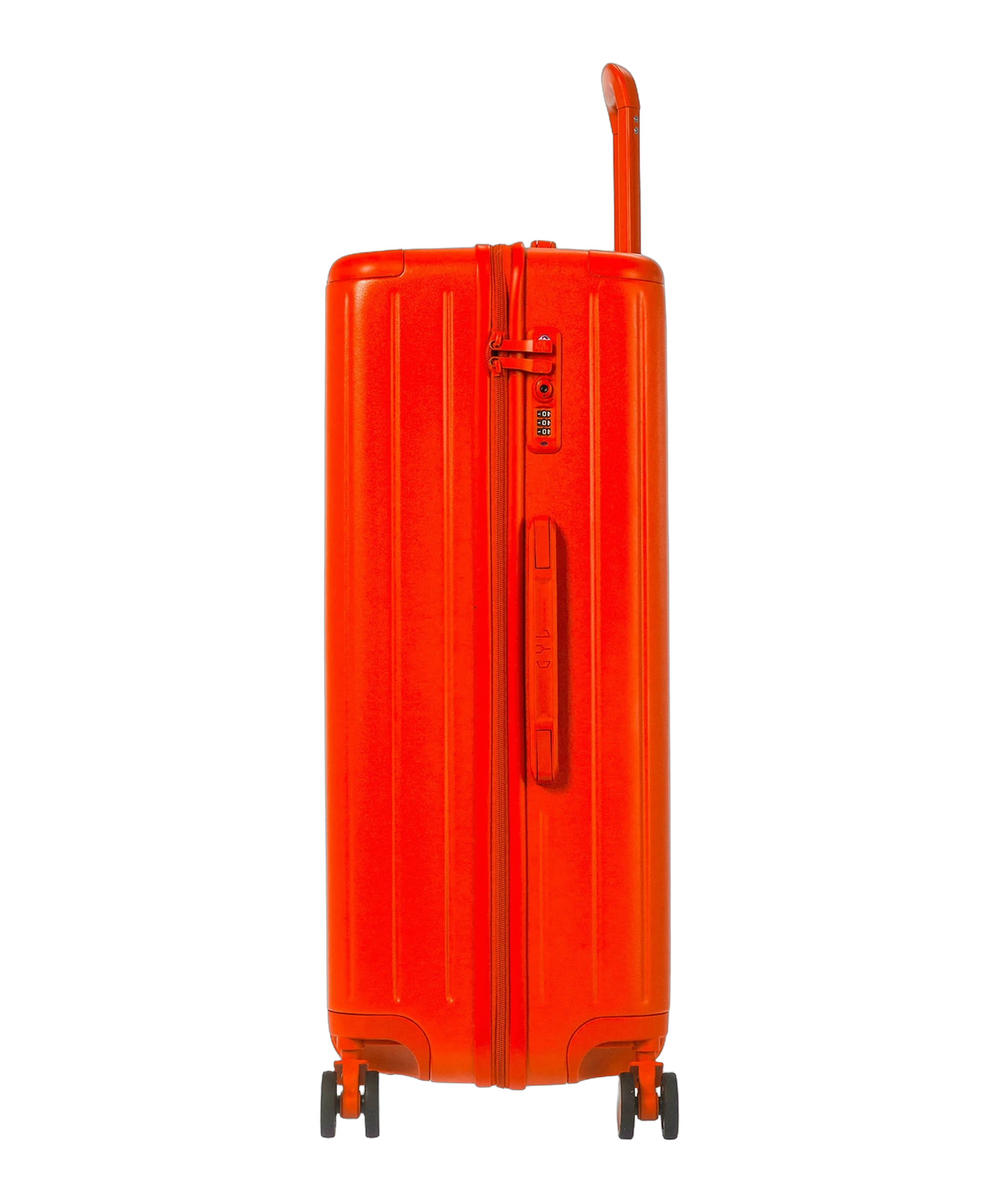 Valise rigide Intemporelle orange vue de profil avec serrure TSA integree GYL