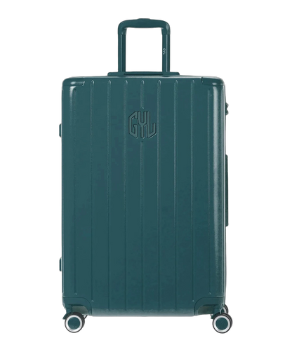 Valise rigide Intemporelle vert sapin semaine vue de face avec logo GYL