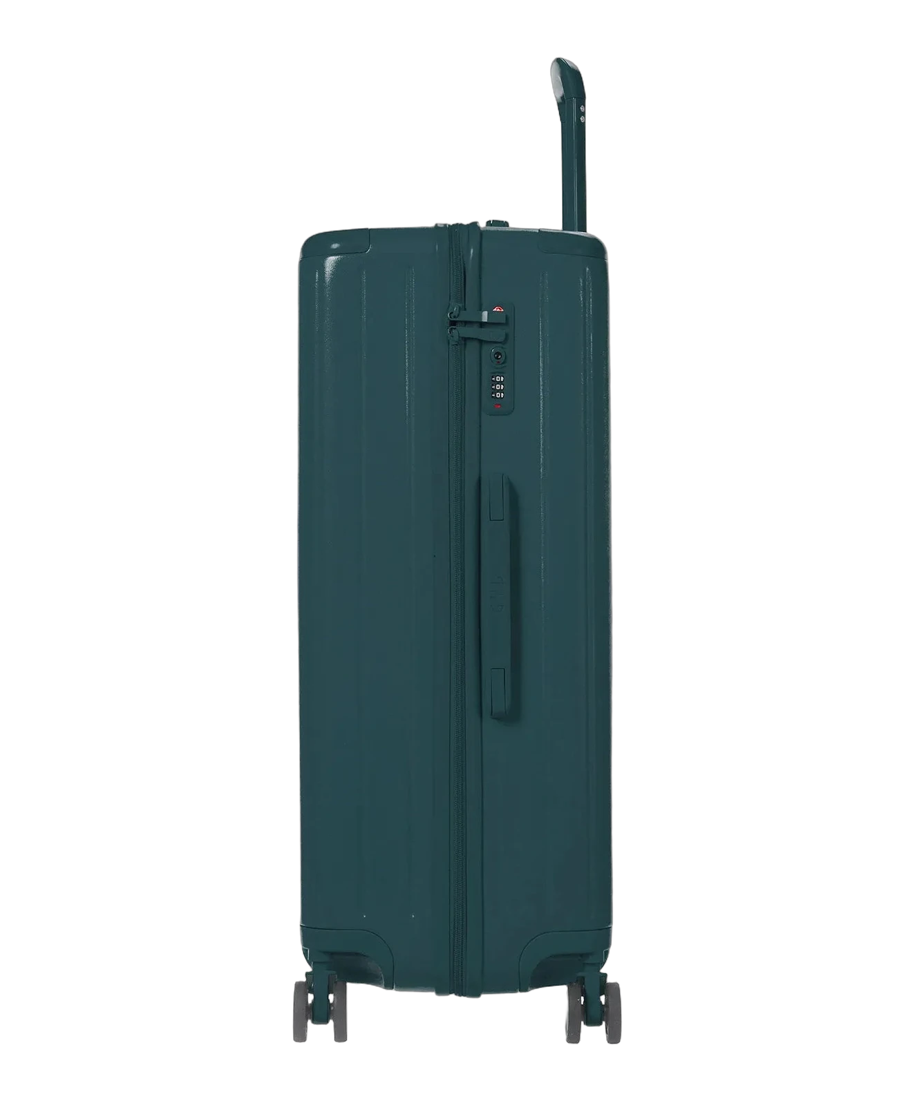 Valise rigide Intemporelle vert sapin vue de profil avec serrure TSA integree GYL