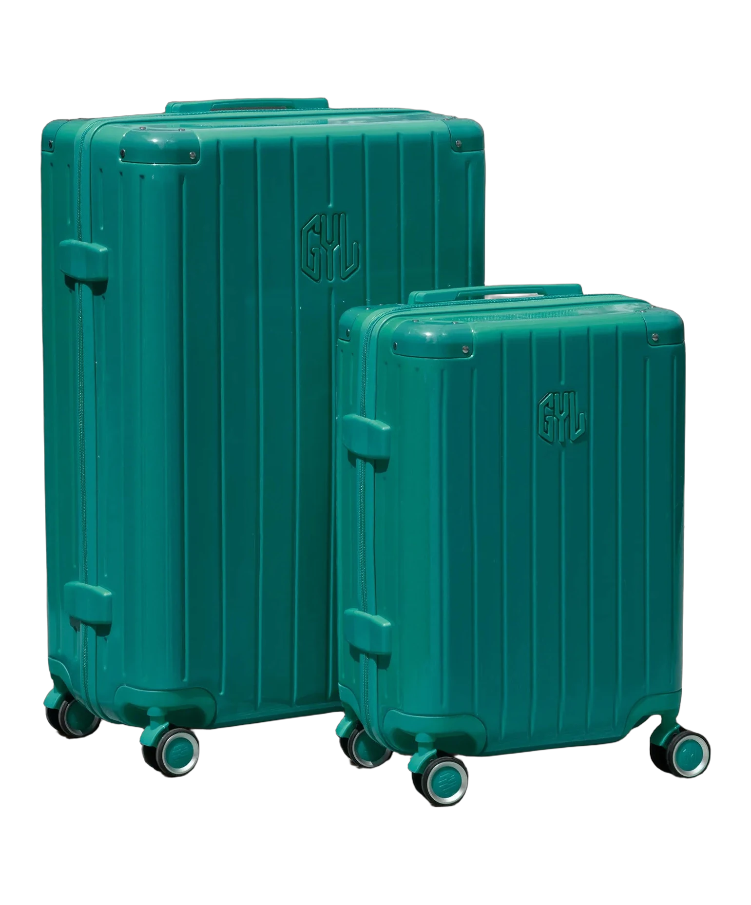 Set de 2 valises rigides Intemporelle vert pomme vue de profil GYL