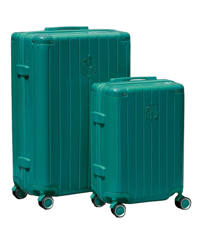 Set de 2 valises rigides Intemporelle vert pomme vue de profil GYL