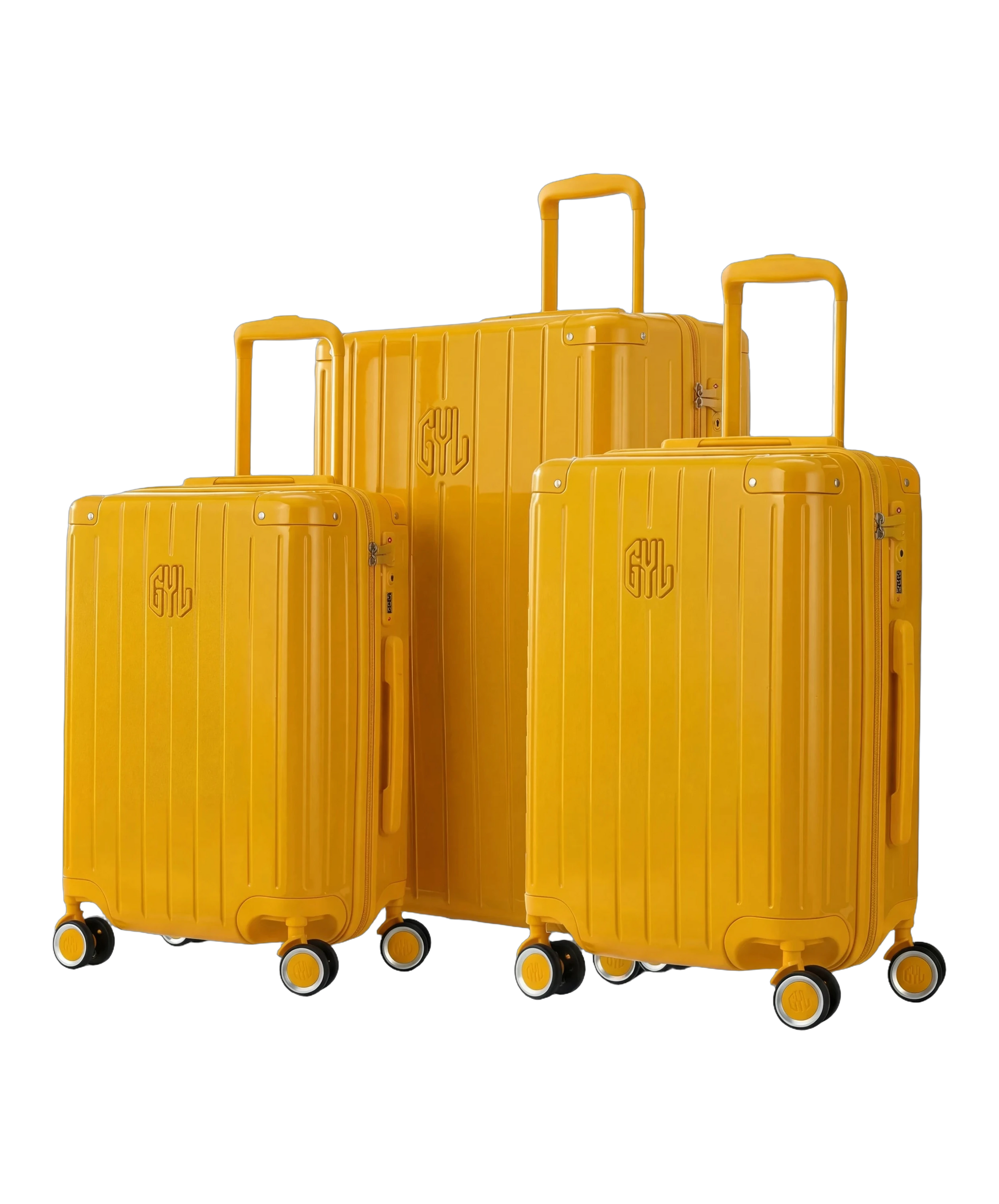 Set de 3 valises rigides Intemporelle jaune cabine semaine et soute face avant GYL
