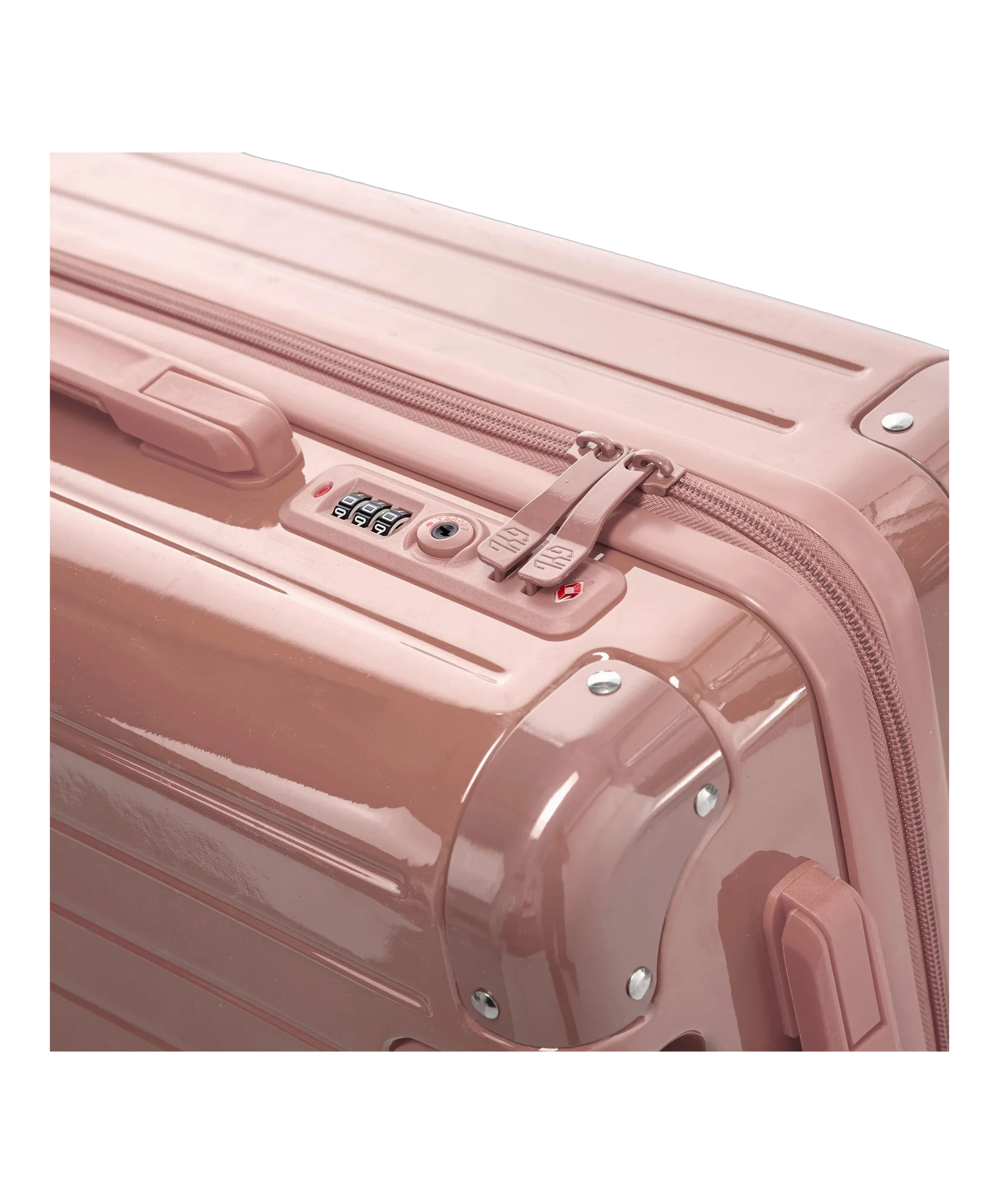 Fermeture a combinaison TSA et double curseur zippe GYL sur la valise rigide rose gold Intemporelle